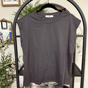 Mango Gray Relaxed Boxy Muscle Tee size large